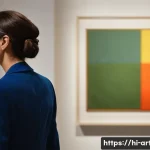 미술평론가 자격시험 중점 과목 - **Prompt:** A thoughtful and elegantly dressed female art critic, in her late 30s, stands in a beaut...