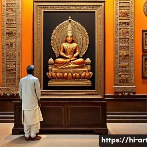 Home 32 미술평론가의 평가 기준과 방법 - A detailed painting of an Indian art critic deeply immersed in a traditional art gallery, surrounded...